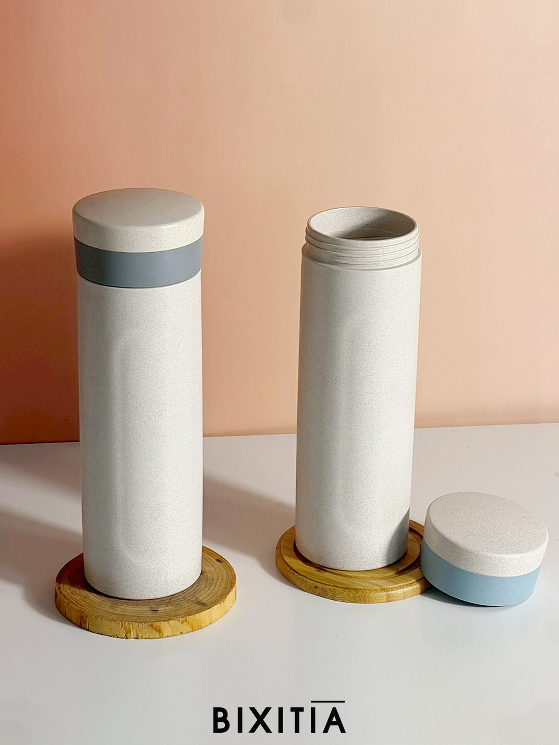 กระบอกน้ำฟางข้าวสาลี พร้อมฝาปิด GG-195