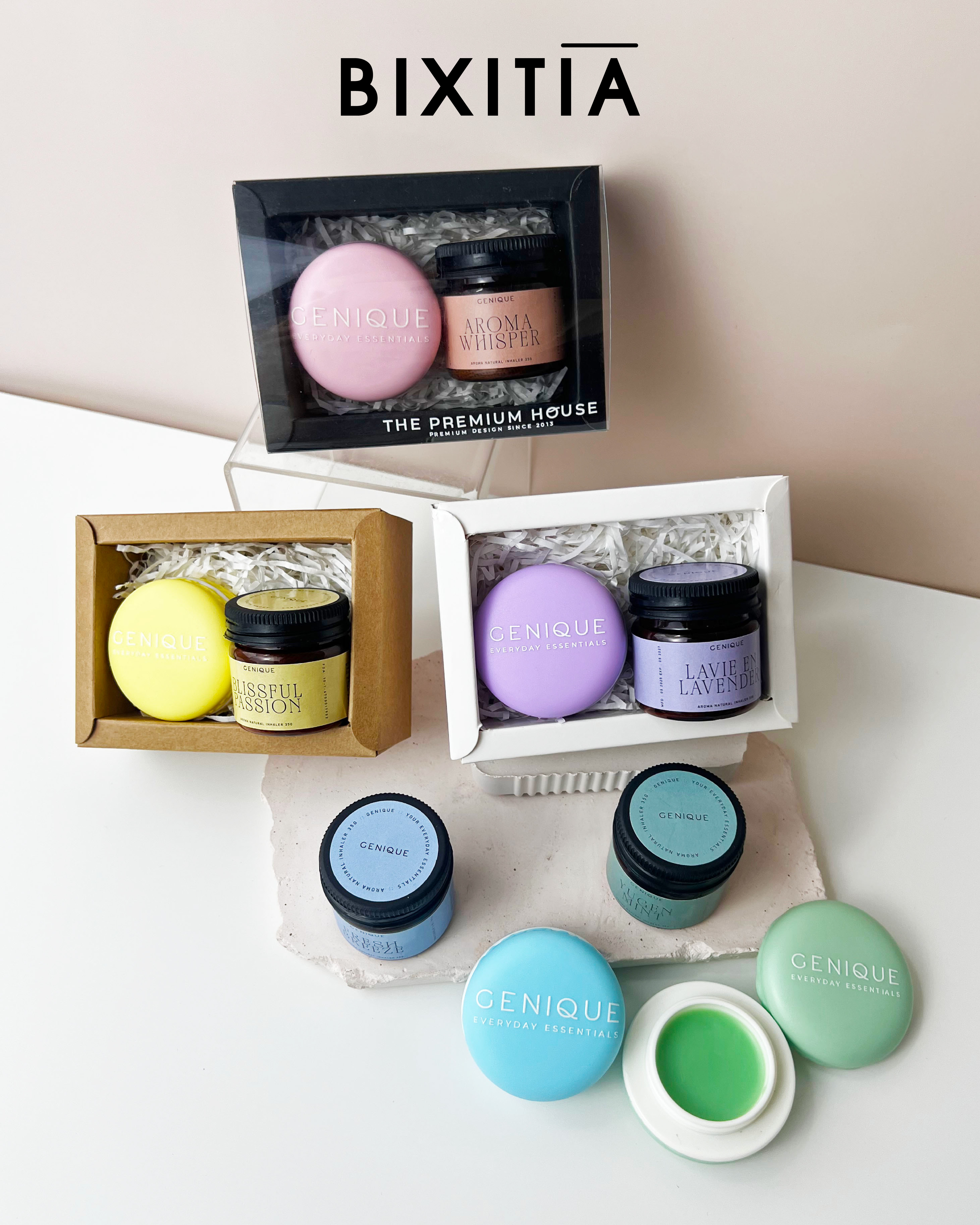 พรีเมี่ยมเซท Giftset Happy Heal บาล์มมาการอง + ยาดมขวดสีชา
