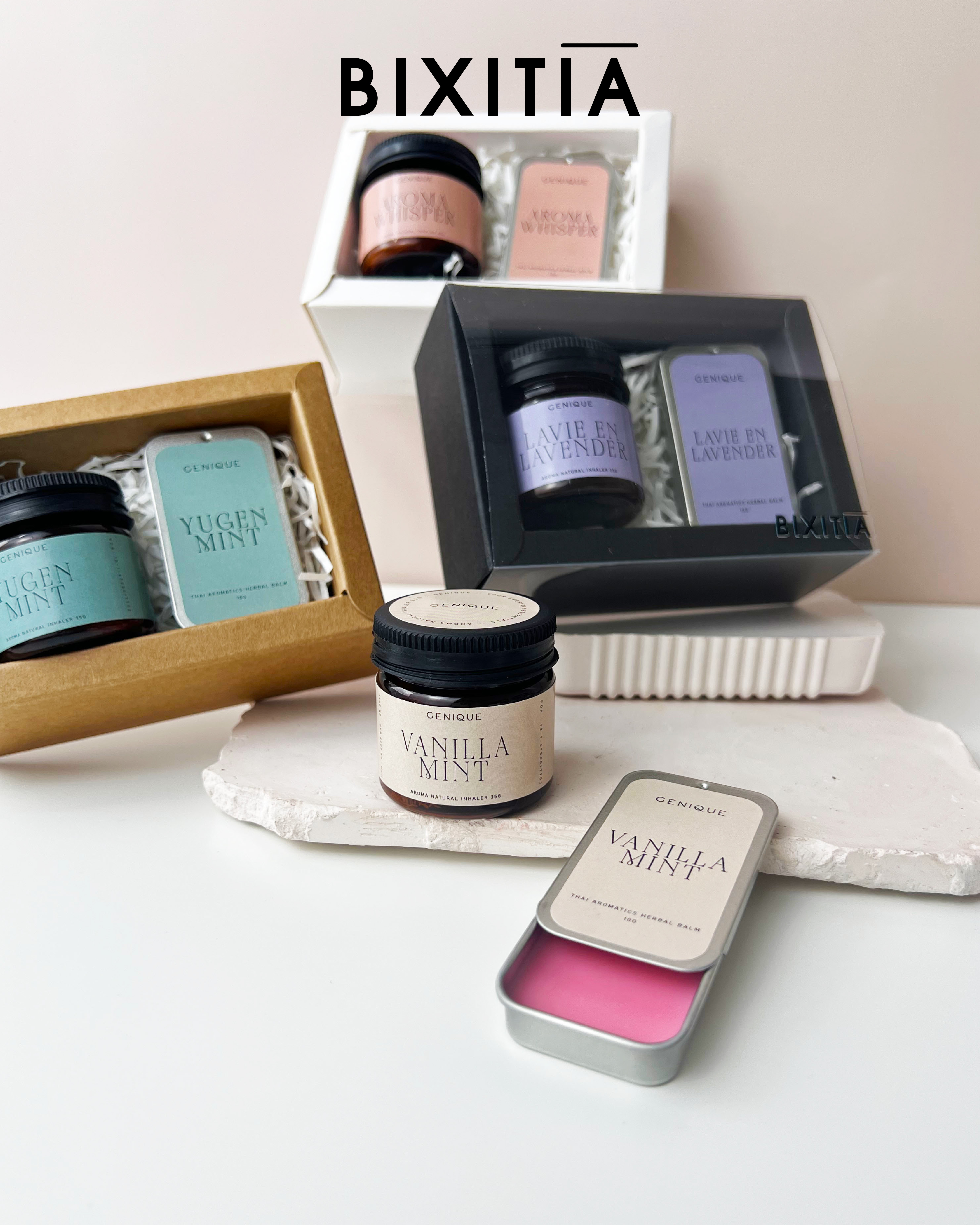 พรีเมี่ยมเซท Giftset Happy Heal ยาดมขวดสีชา+ Herbal balm