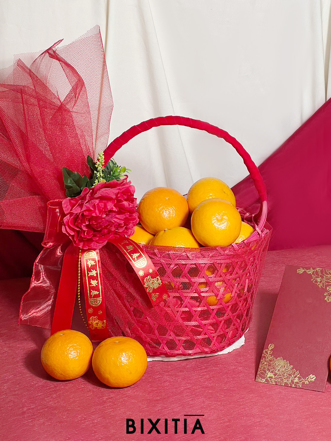 ของขวัญตรุษจีน พรีเมี่ยมองค์กร เซทส้มมงคล พร้อมส้ม 12 ลูก ในตระกร้าสาน