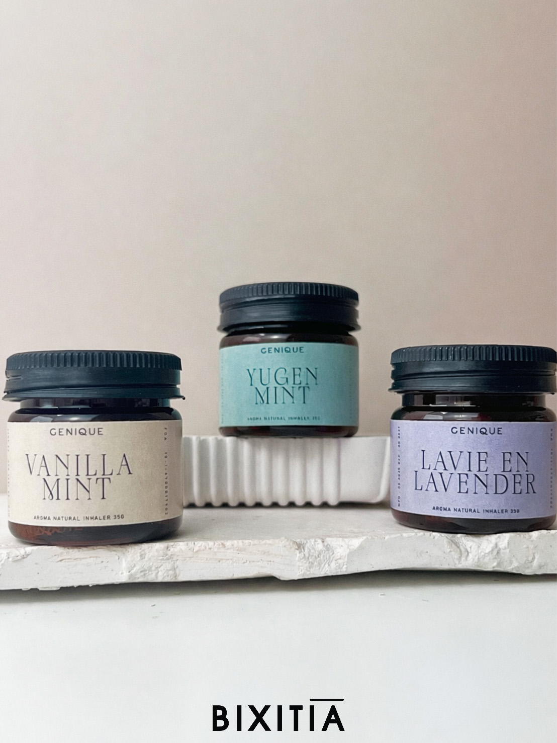 ยาดมสมุนไพรไทย THAI HERBAL INHALER กระปุกสีชา กลิ่น Peppermint ขนาด 5 กรัม IH-157