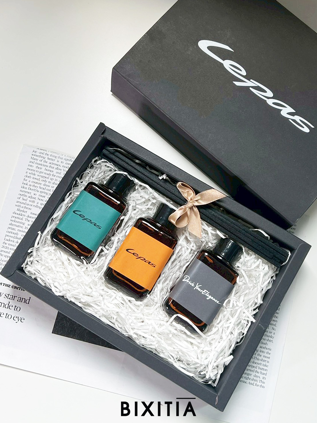 Premium Set Diffuser ขวดสีชา 3 กลิ่น พร้อมกล่อง PS-002