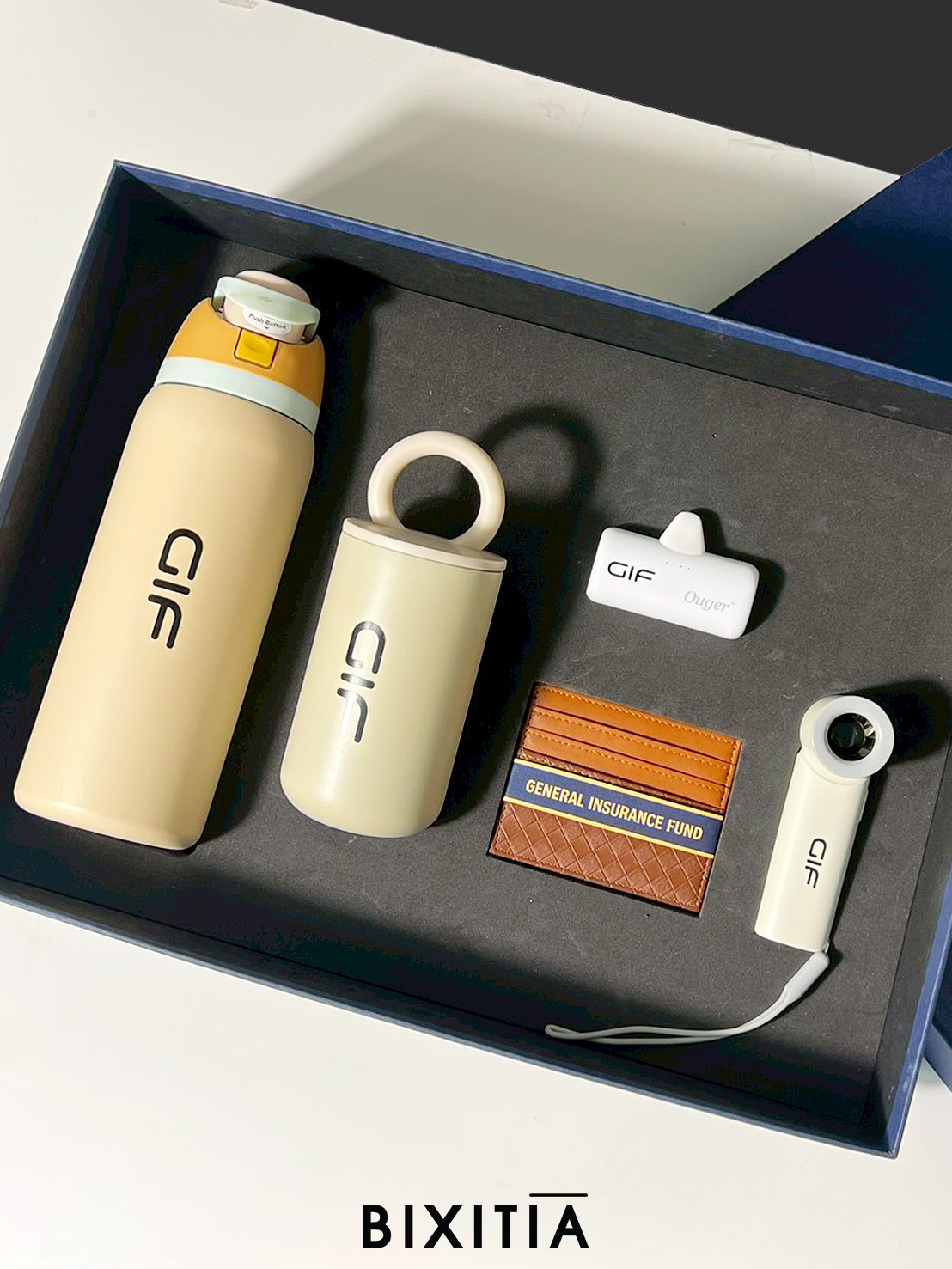 Premium set กระบอกน้ำเก็บอุณหภูมิ ฝาล๊อค Donut mini กระบอกน้ำเก็บอุณหภูมิ Double nip Powerbank Ouger Turbo fan Card holder พร้อมกล่อง PM-079