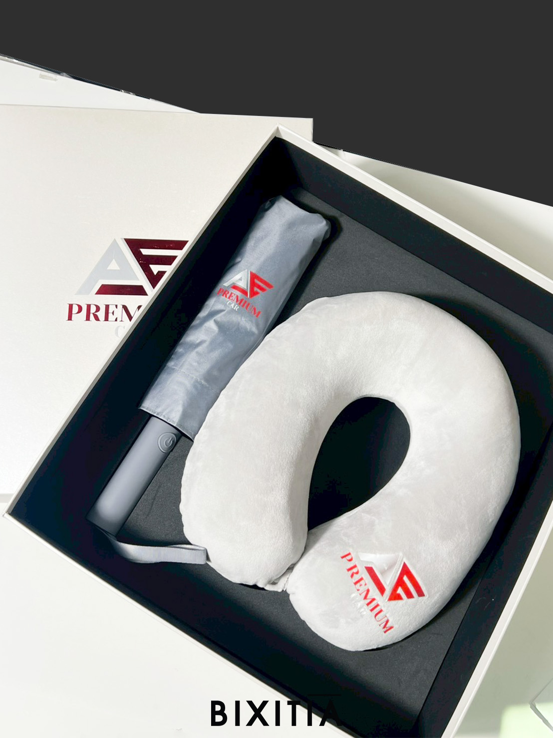 Premium set หมอนรองคอเพื่อสุขภาพ ร่มอัตโนมัติ กัน UV พร้อมกล่อง PM-055