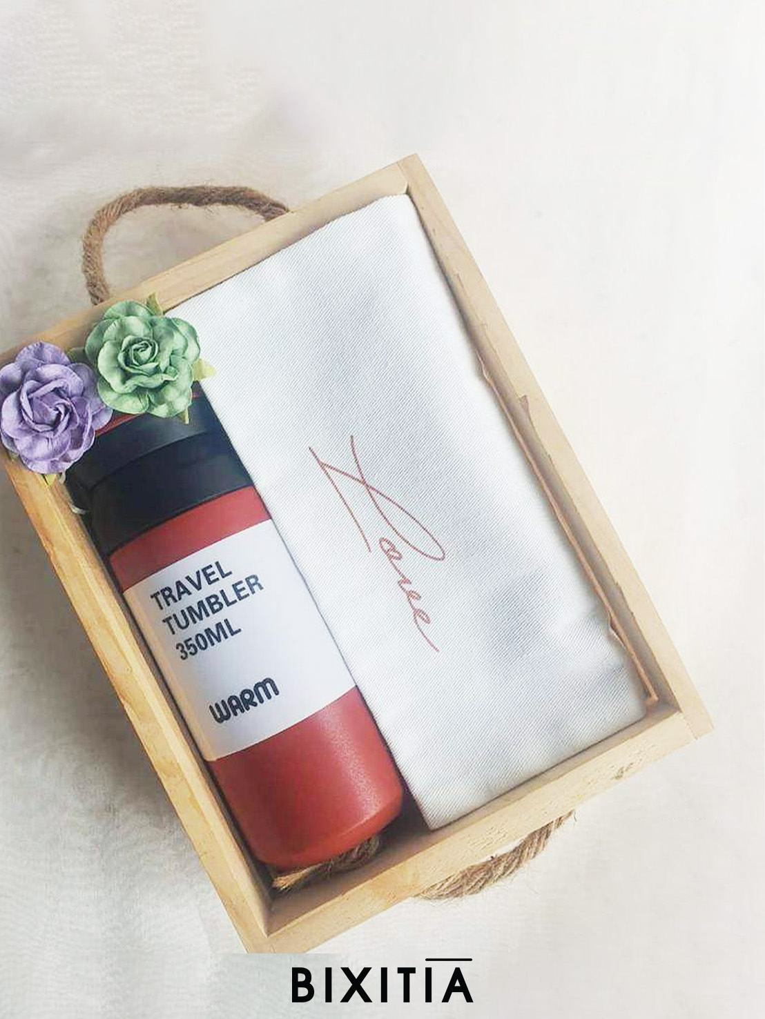 Premium set กระบอกน้ำเก็บอุณหภูมิ ขนาด 500 ml. ถุงผ้ามีซิป พร้อมกล่องไม้ PECO-012