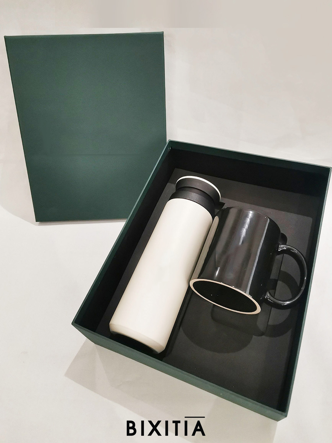 Premium set กระบอกน้ำเก็บอุณหภูมิ หัวตัด แก้วเซรามิก มีหูจับ พร้อมกล่อง PM-008