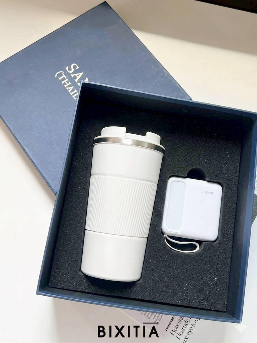 Premium set Powerbank แก้วน้ำเก็บอุณหภูมิ พร้อมกล่อง PM-056