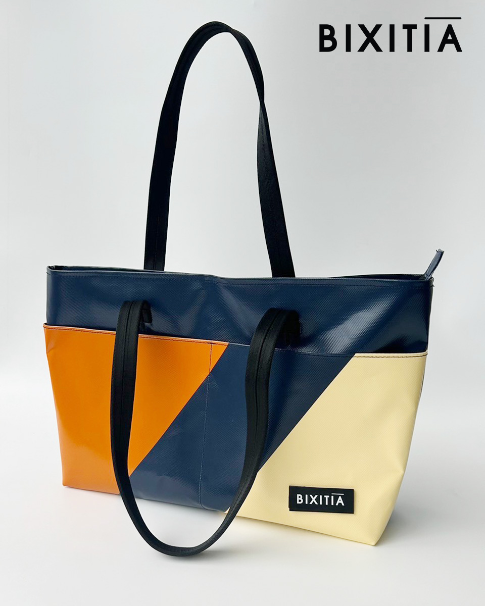 กระเป๋าถือผ้าใบสีตัด กระเป๋าผ้าใบ เปลี่ยนสี ใส่ logo ได้   หูถือยาว มีซิป Lifestyle Custom Bag HA-138