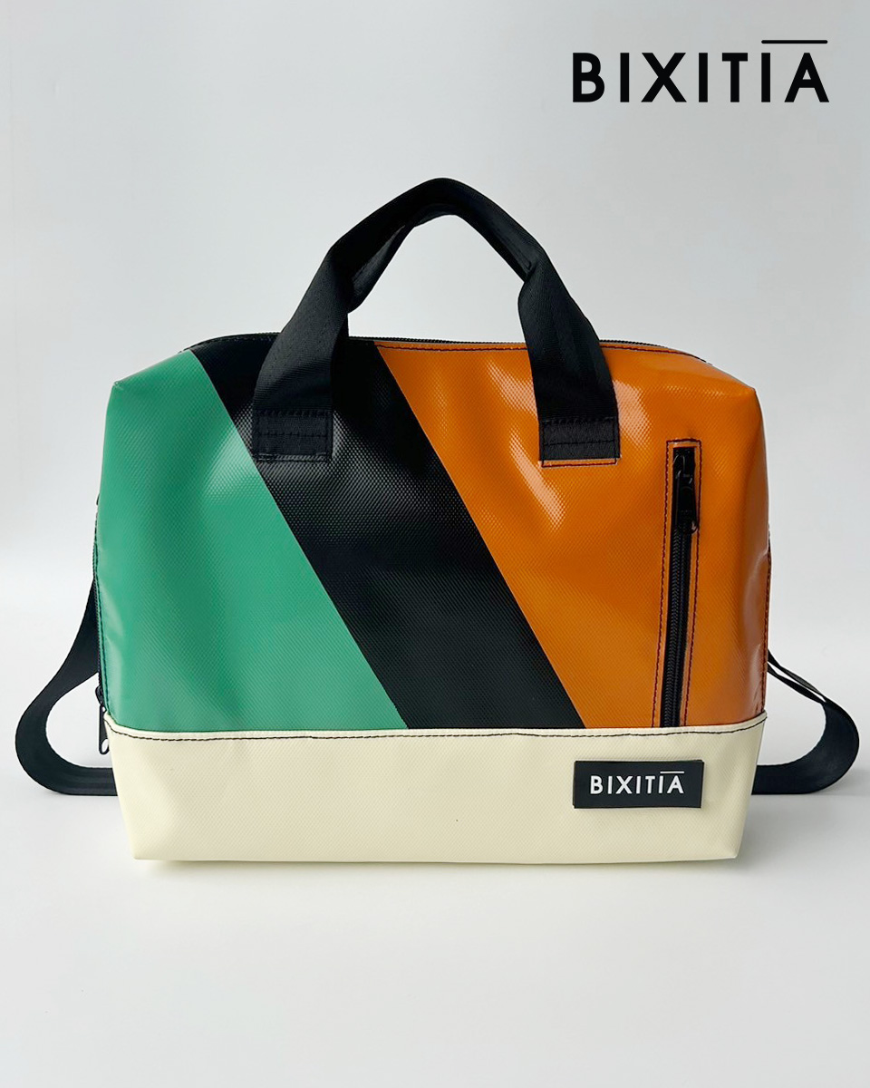 กระเป๋าถือผ้าใบสีตัด  กระเป๋าผ้าใบ เปลี่ยนสี ใส่ logo ได้  มีซิปหน้า Lifestyle Custom Bag HA-140