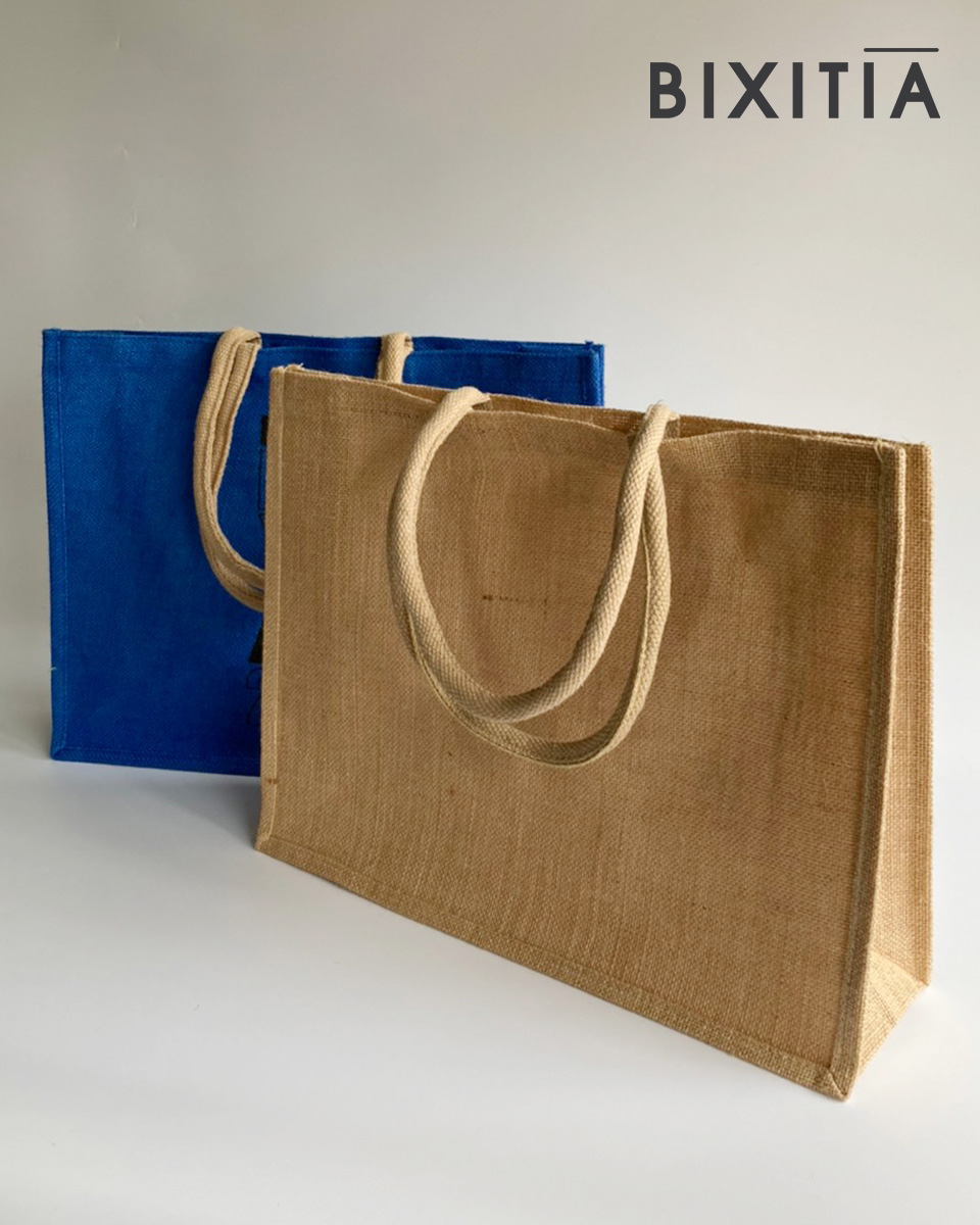 กระเป๋าผ้ากระสอบแบบเคลือบ พร้อมหูหิ้วสายคอตตอน ขนาด 44 x 35 x 12.5 x 12.5 cm ของพรีเมี่ยม รักษ์โลก Eco Product