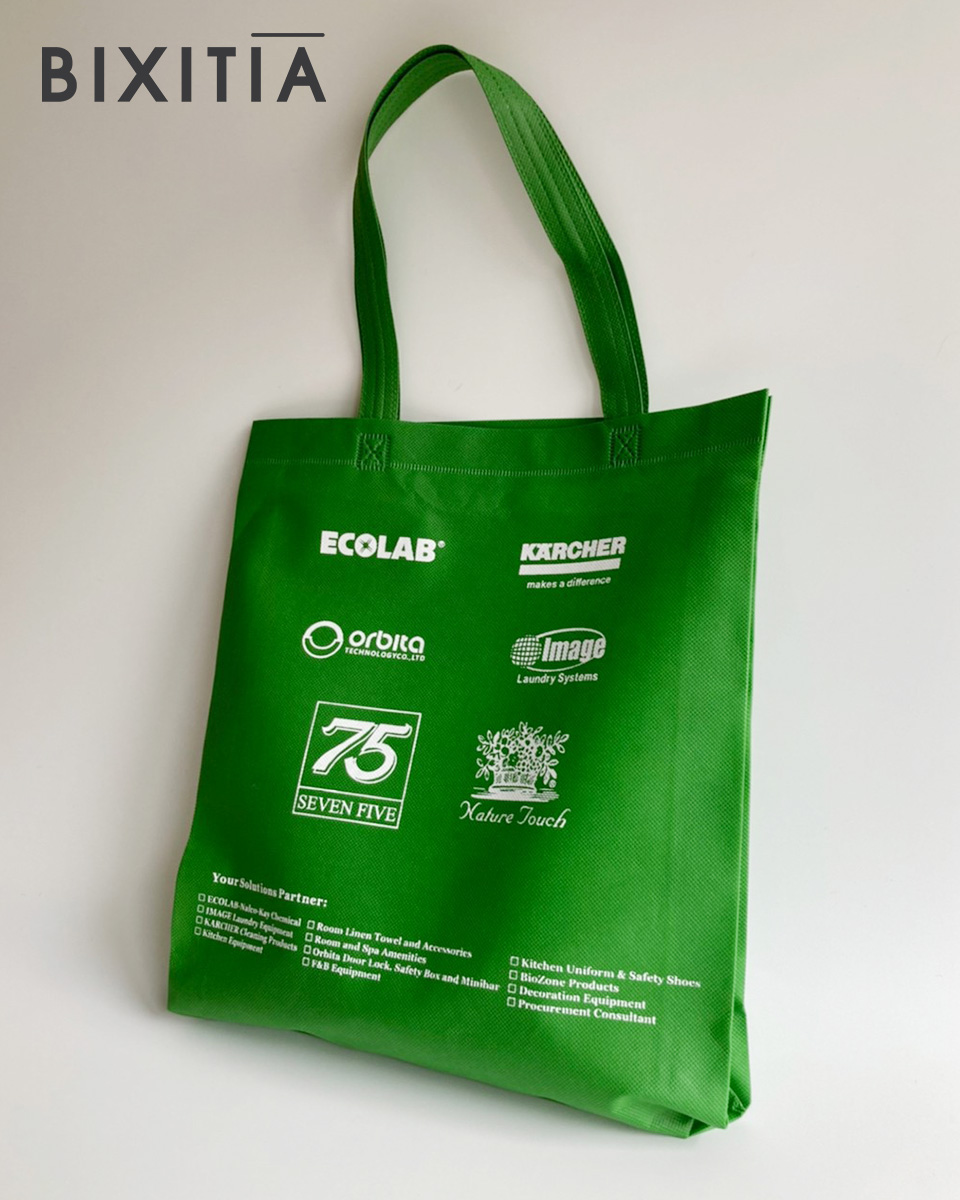 ถุงผ้าสปันบอนด์(สีเขียว) ขนาด 33 x 36 x 5 x 5 cm ของพรีเมี่ยม รักษ์โลก Eco Product